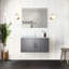 36 po Meuble-lavabo gris foncé avec comptoir en quartz, robinet, miroir à DEL - meuble-lavabo de construction durable et à teinture, comptoir blanc, robinet, modèle Scratch-1344369294