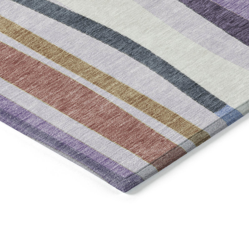 Machine Washable Indoor/Outdoor Husby ACN2188 Striped Rug, Rectangle 3' x 5'