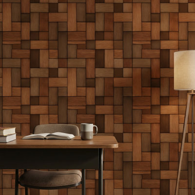 Panneau mural en bois avec mosaïque géométrique
