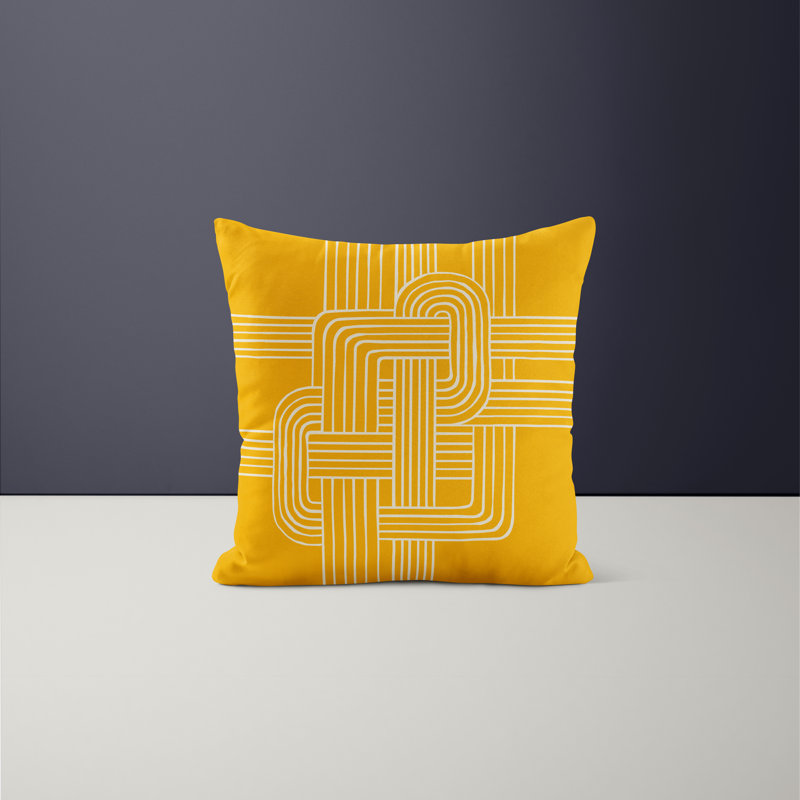 Jeté carré en polyester intérieur / extérieur, L 17 po x H 17 po, Jaune