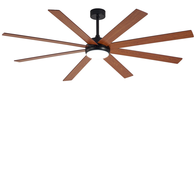 72" Ceiling Fans with Lights, Brown Indoor/Outdoor Ceiling Fan with Remote APP Control, 8 Blades Dimmable Timer Reversible Quiet DC Motor 6 Speeds