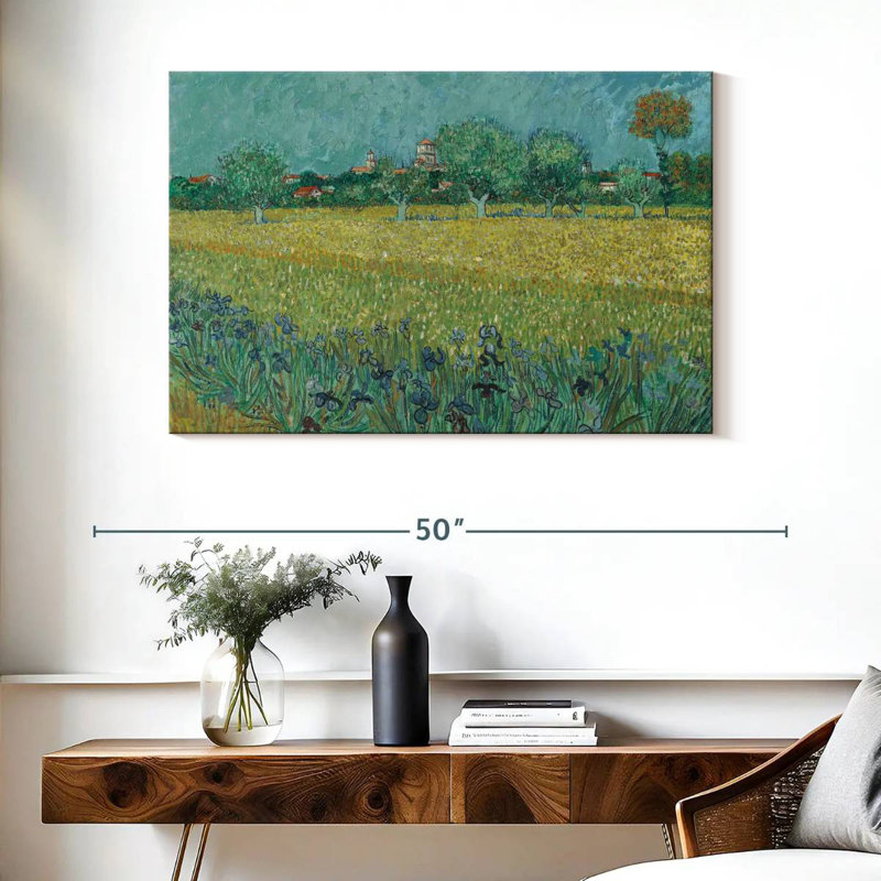 Champ d'Alvord avec des fleurs près d'Arles, H 26 po x l 39 po