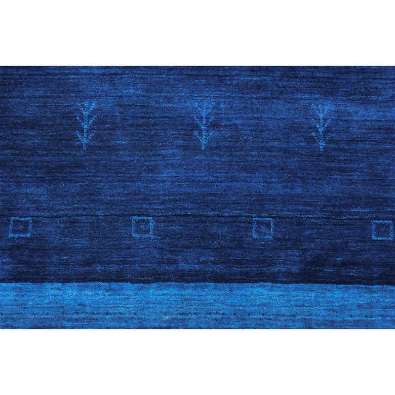 Hand Knotted Geometric Area Rug in Blue, Rectangle 10' x 14'