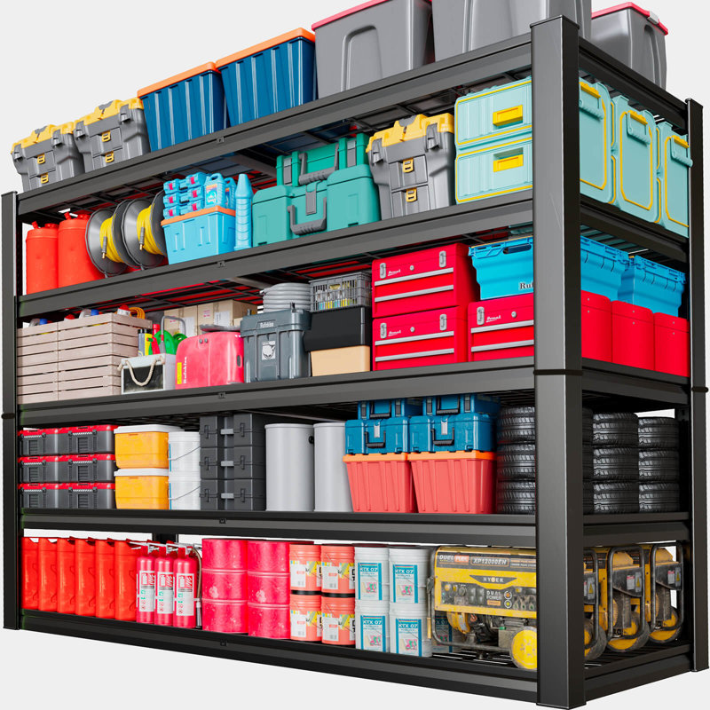 68"W Storage Shelves, 5 Tier Heavy Duty Garage Shelving, 84" H x 68" W x 24" D Adjustable Metal Shelves, Sturdy Industrial Shelving Unit