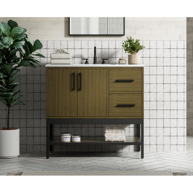 Meuble-lavabo simple 36 po, Brun châtaigne