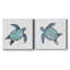 Bulle bleue tortue I - ensemble de 2 reproductions d'art-491054596-491054599