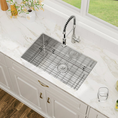 30" L Undermount 16 Gauge Stainless Steel Single Bowl Large Kitchen Sink with Accessories