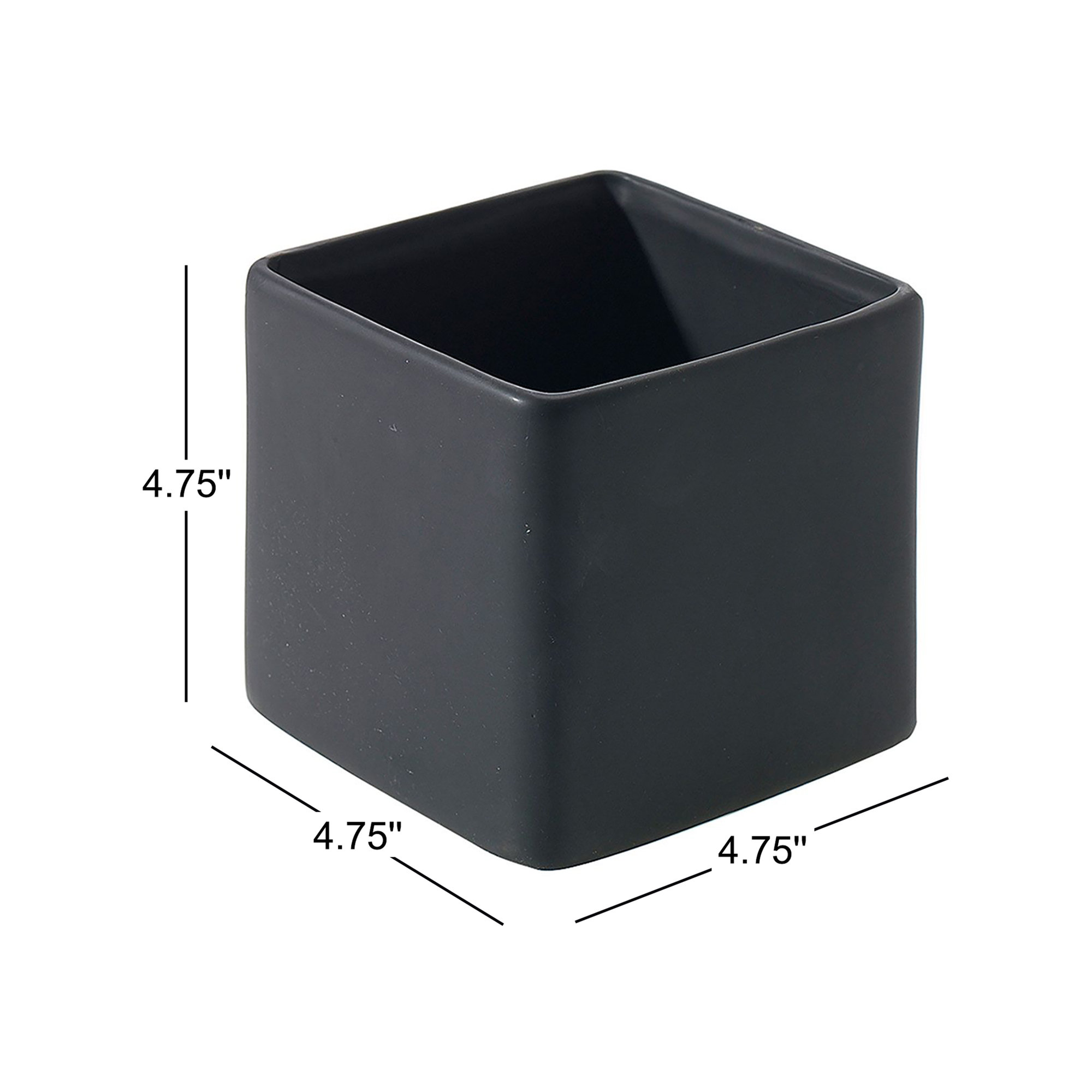 Demetria Ceramic Pot Planter, 4.75" H x 4.75" W x 4.75" D, Matte Black