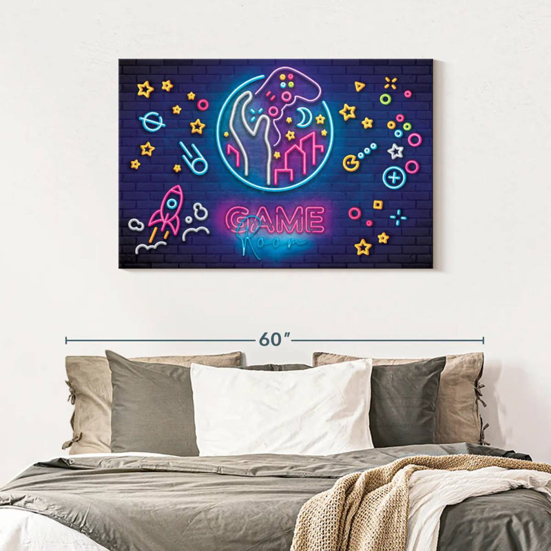 «Game Room», néons sur toile, H 30 po x l 45 po x P 1,25 po