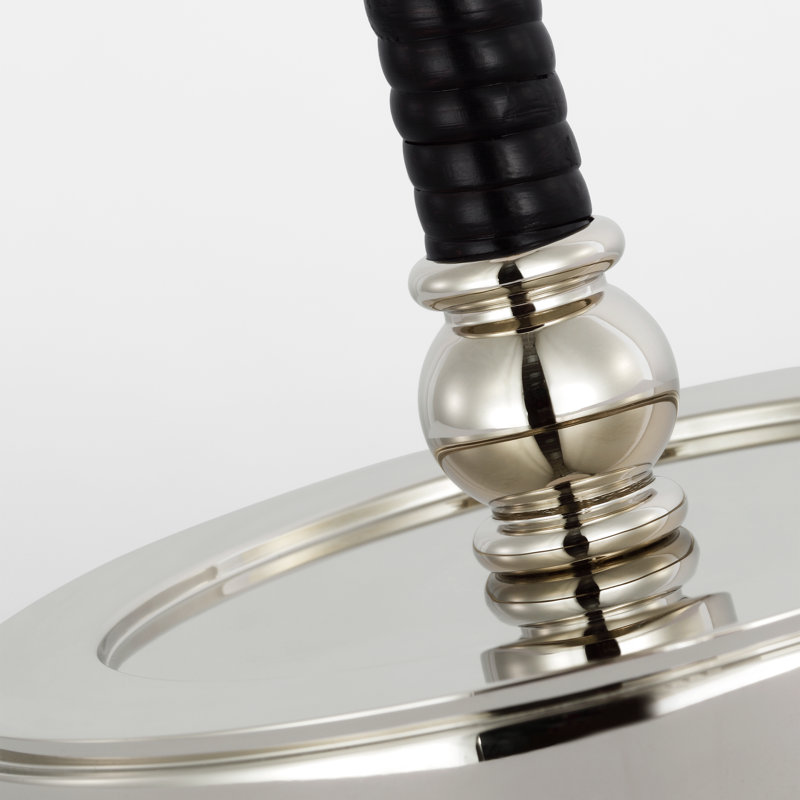 Basden Buffet Table Lamp, Polished Nickel/Black Rattan