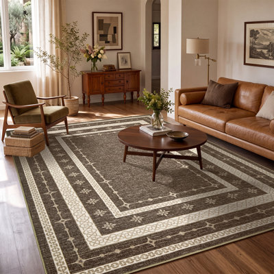 Tapis lavable avec envers antidérapant, doux et facile à nettoyer, résistant aux taches, revêtement de sol à poils courts