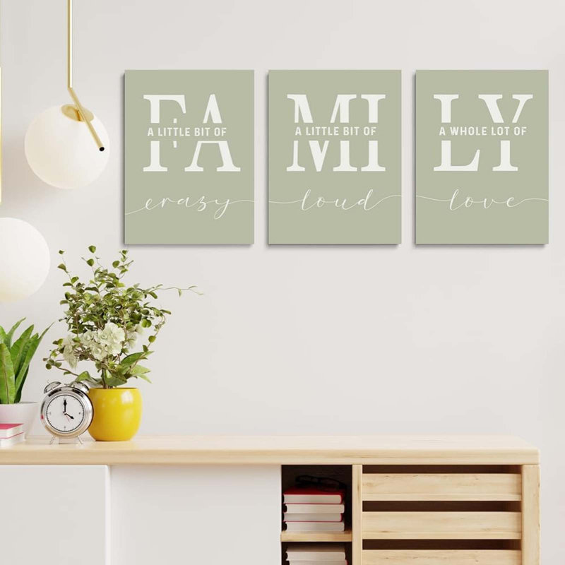 3 Piece Wrapped Canvas Print, Green