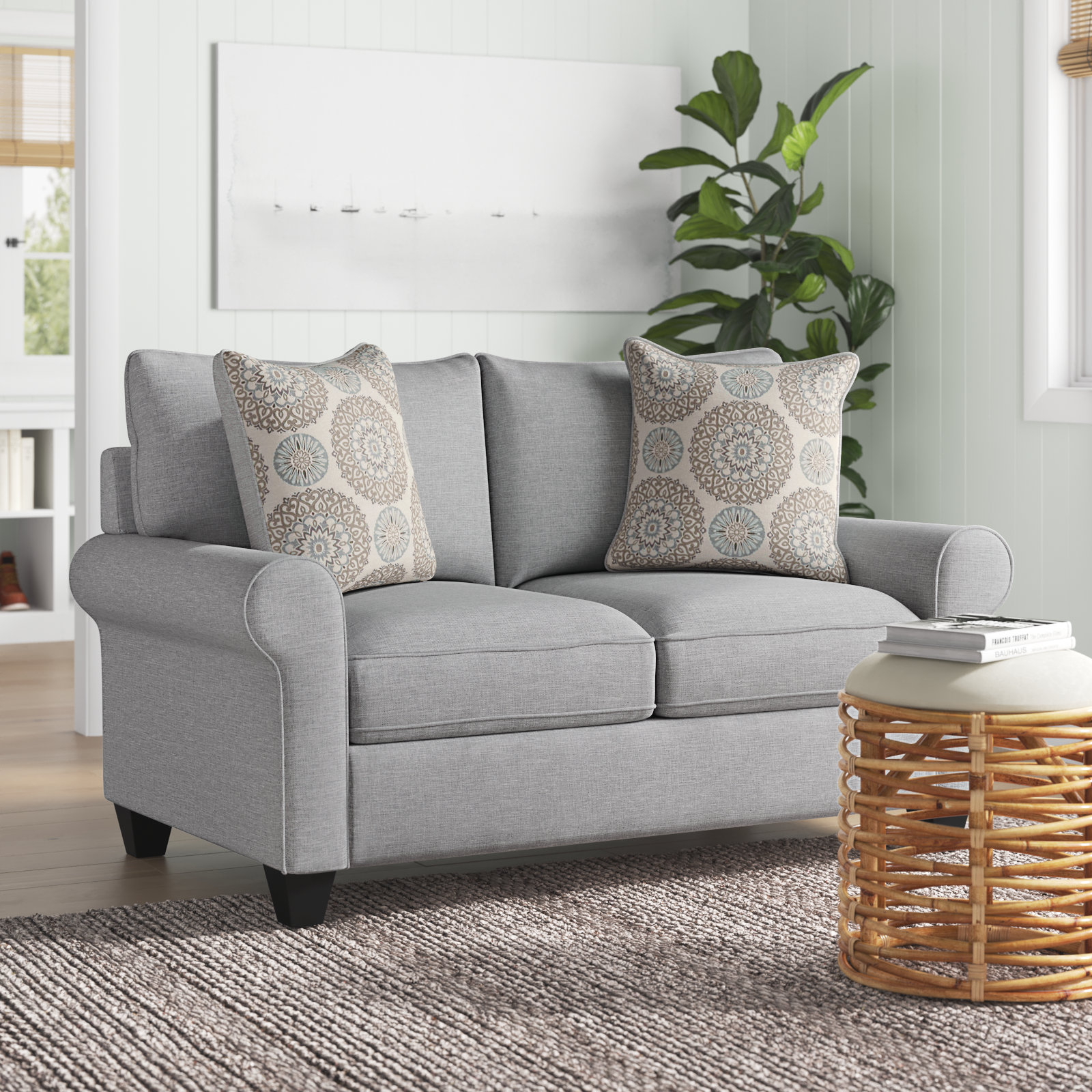 Sand & Stable™ Bastoam 64'' Rolled Arm Loveseat with Reversible