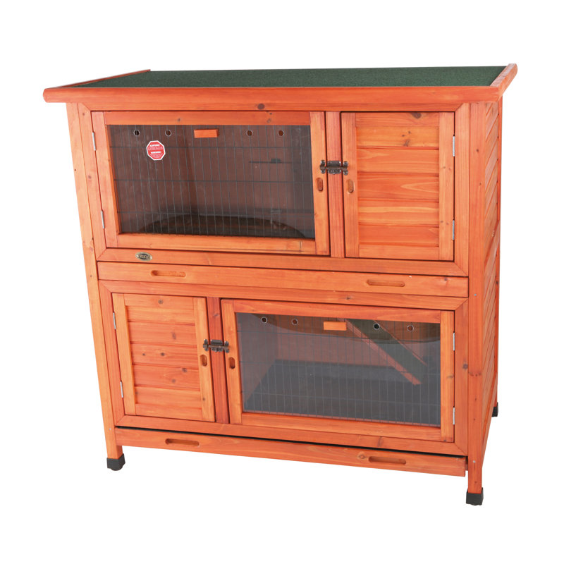 TRIXIE Insulated Double Rabbit Hutch, 2-Story, Removable Window Panes ...