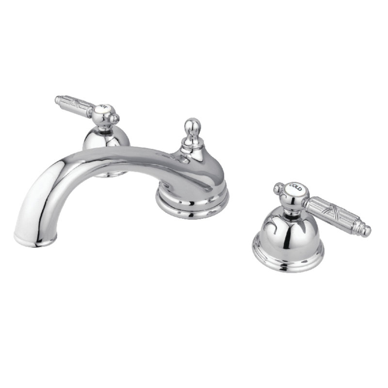 Kingston Brass Georgian Two-Handle 3-Hole Deck Mount Roman Tub Faucet, Polished Chrome