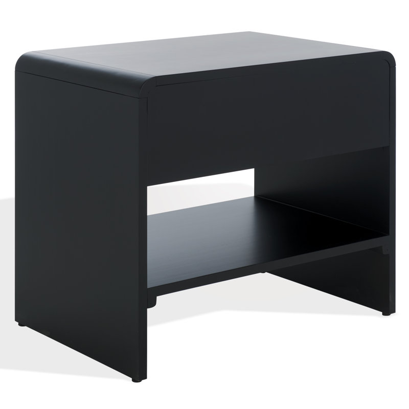 Haydriana 1 Drawer Wood Nightstand, Black