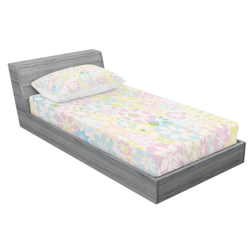 Microfiber Floral Fitted Sheet, Twin XL Fitted Sheet with 1 Pillowcase