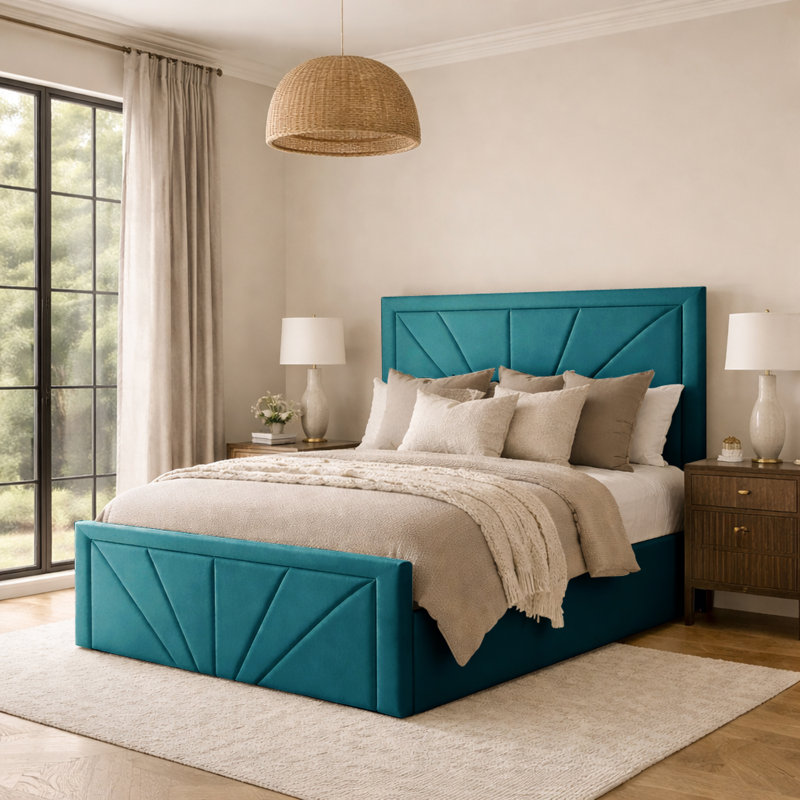 Phoenix Modern Upholstered Bed Frame , Double (4'6), Mallard