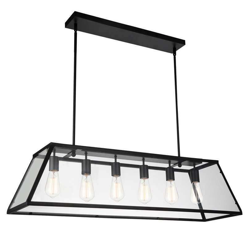 Lustre 42 po noir rustique en duvet pour cuisine, salle à manger, vestibule - compatible avec 6 lumières DEL avec culot E26