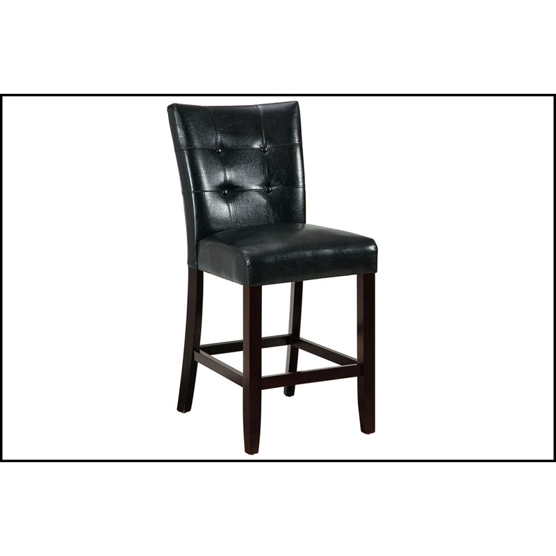 Ensemble de 2 chaises hautes capitonnées modernes en similicuir noir pour sièges de salle à manger élégants