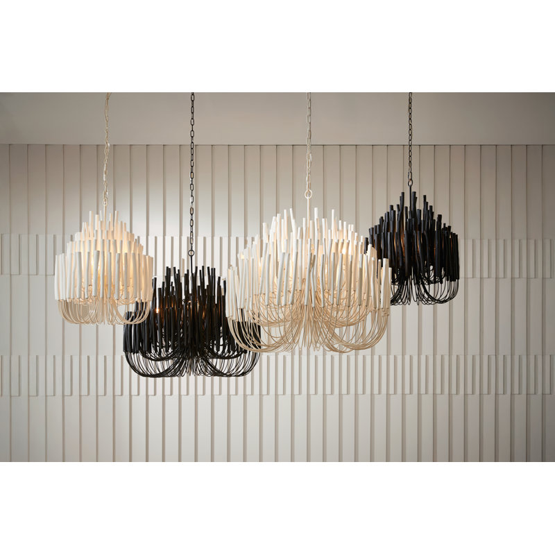 Tilda Chandelier, 38" H x 36" W x 36" D, Black Stained Wood