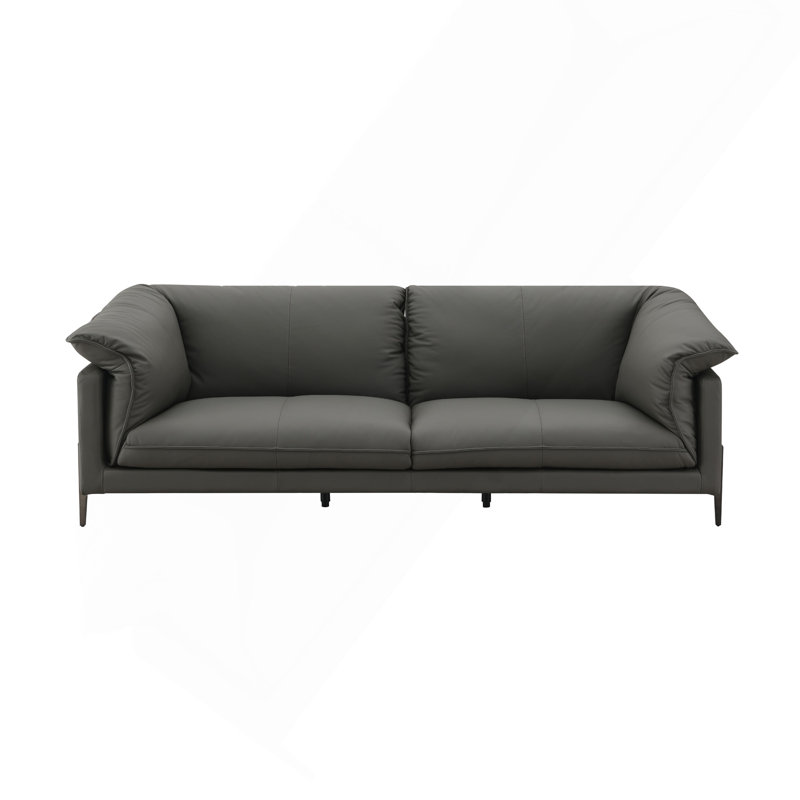 Black Top Grain Leather Loveseat