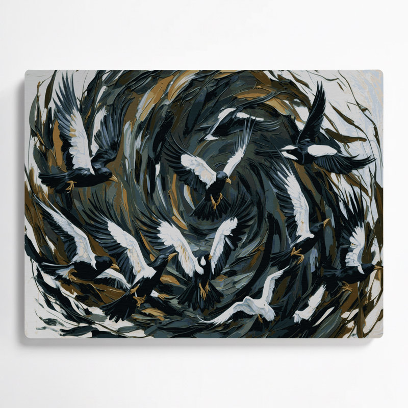 Oiseaux, art mural noir commun en métal, H 240 po x l 360 po x P 0,05 po