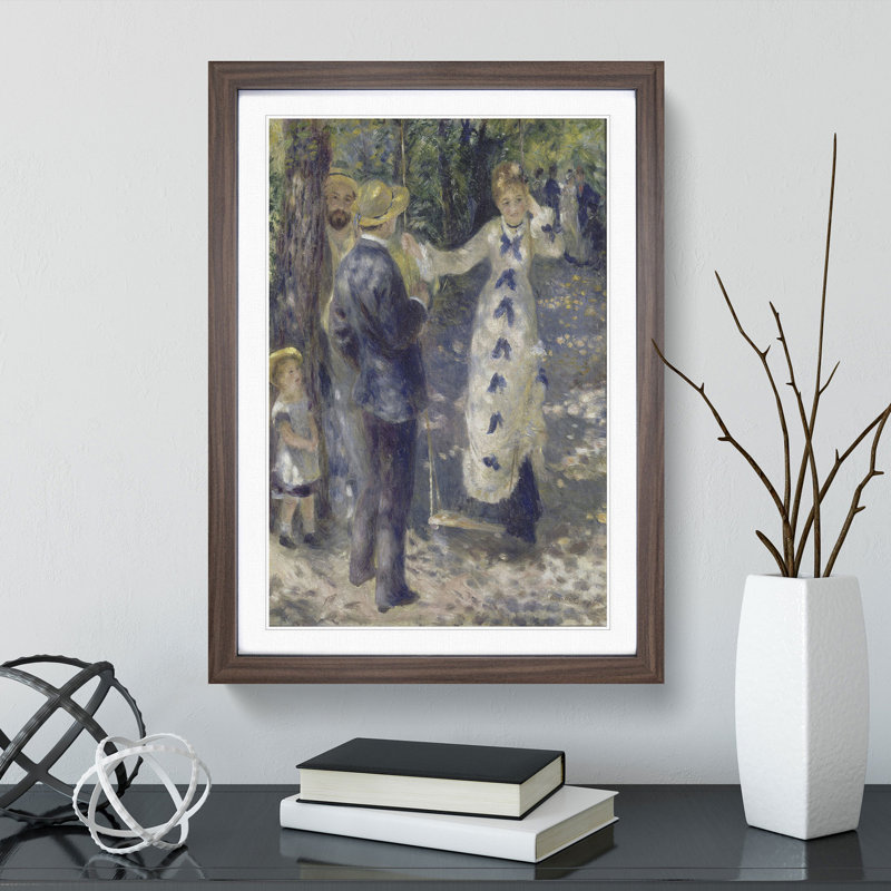 The Swing by Pierre-Auguste Renoir - Picture Frame Painting, 36cm H x 27cm W x 2cm D, Walnut Framed