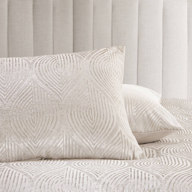 Ensemble d'édredon jacquard 10 pièces Nocturne, Édredon pour très grand lit + 9 pièces supplém, Champagne