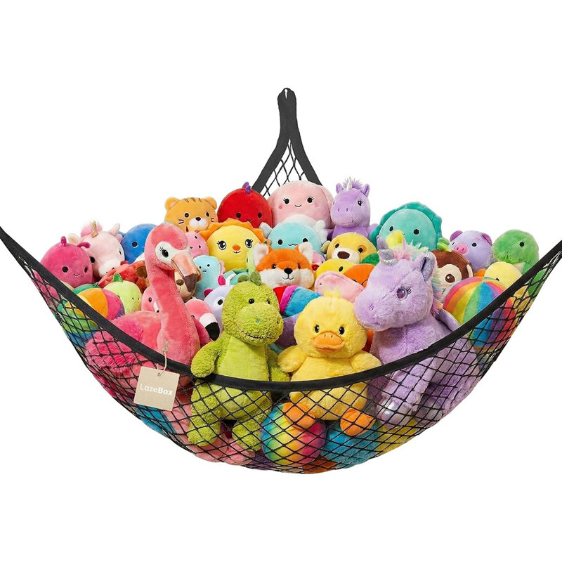 Filet de rangement pour peluches, grand rangement en coin pour jouets, support en peluche résistant pour chambre d'enfant, chambre de bébé et salle de jeux
