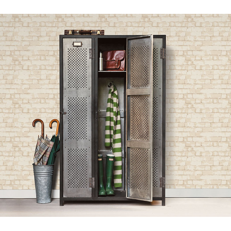 Steampunk 10m L x 53cm W Brick, Wood and Stone Roll Wallpaper, Beige