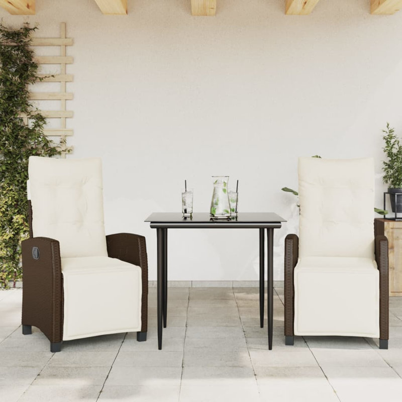 Ensemble de salle à manger de jardin brun, crème, blanc et noir
