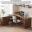 Bureau en L en bois massif avec armoire de rangement-876937610