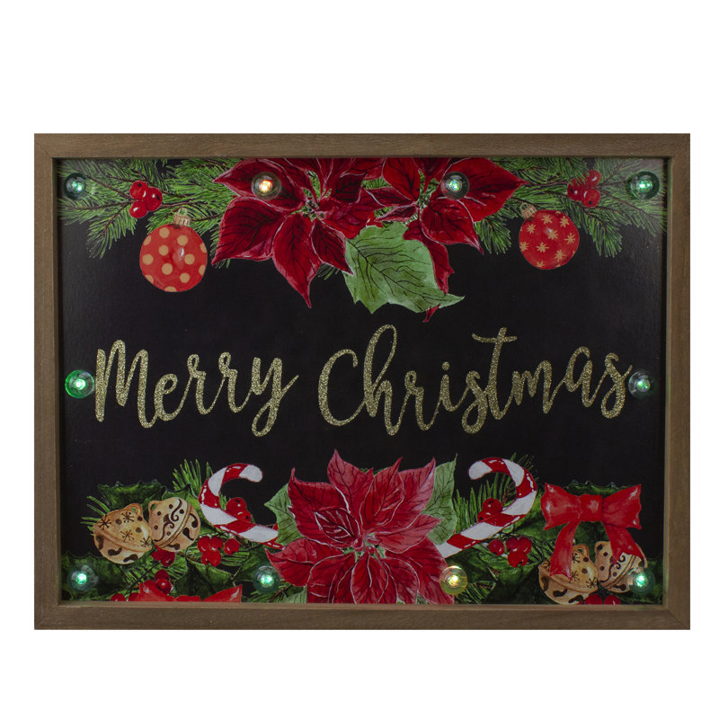 15,75 "Brown" Merry Christmas "avec plaque de Noël en bois poinsettias