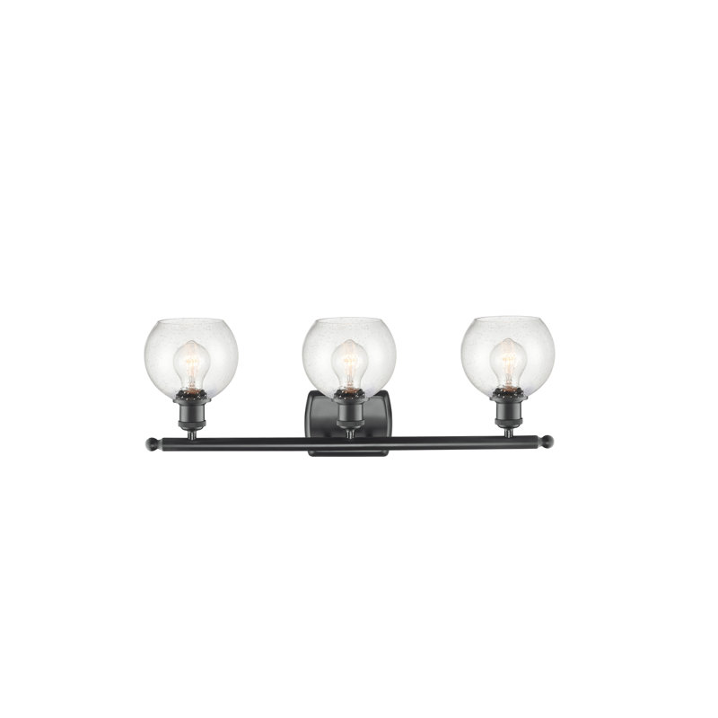 Éclairage pour meuble-lavabo en laiton antique à 3 lumières Cindi, Incandescente, Noir mat