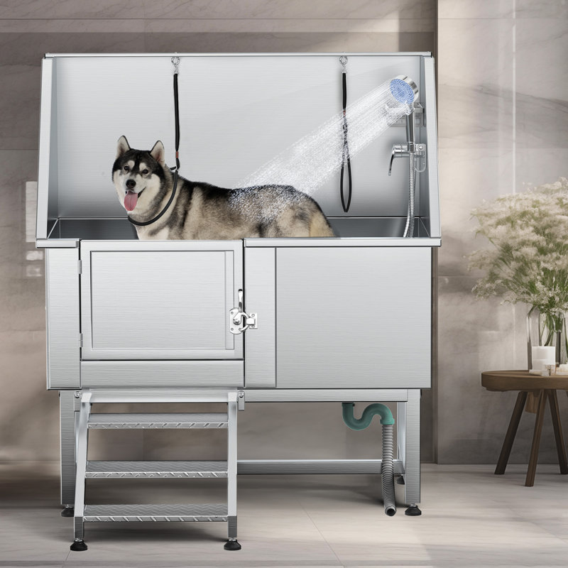 Baignoire de toilettage réglable en acier inoxydable pour animaux 50 po