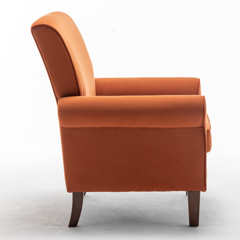 Kentin Velvet Armchair, Orange 100% Polyester