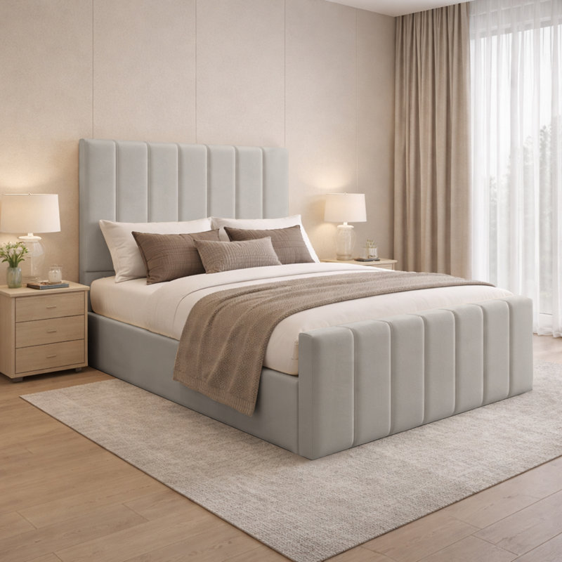 Connell Upholstered Storage Bed Frame, Super King (6'), Silver