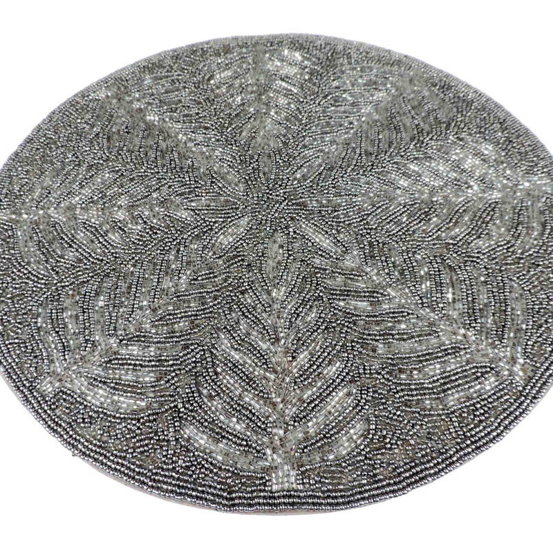 Glass Beads Embroidered Round Placemat