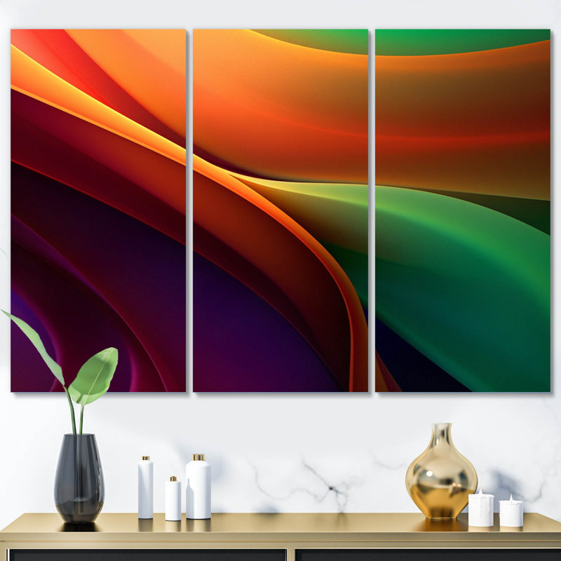 Ensemble de reproductions d'art sur toile Orange Green, H 28 po x l 36 po x P 1 po