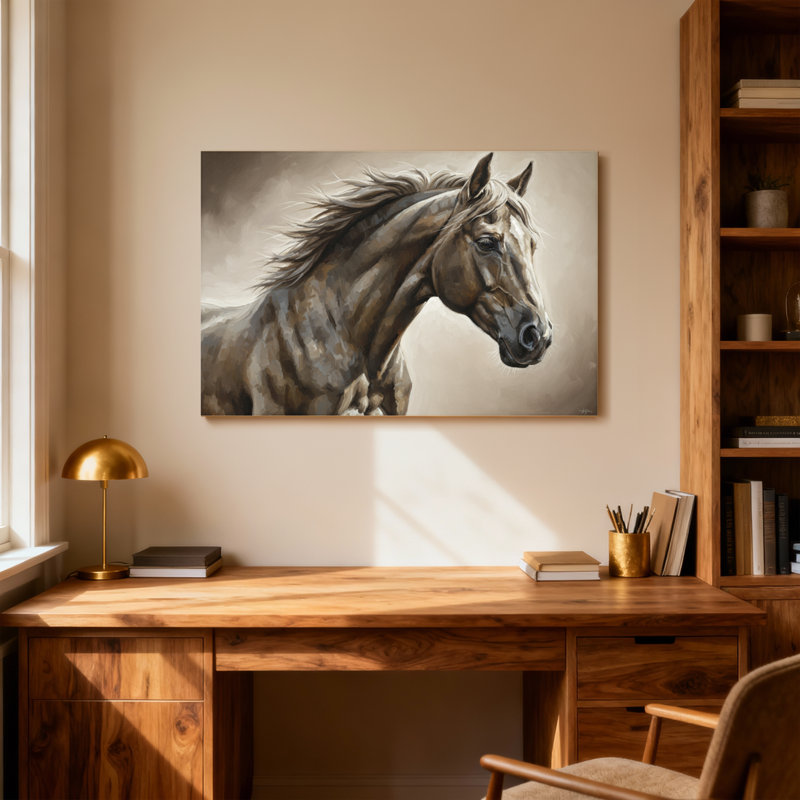 Portrait d'animaux avec crinière qui coule et fond doux