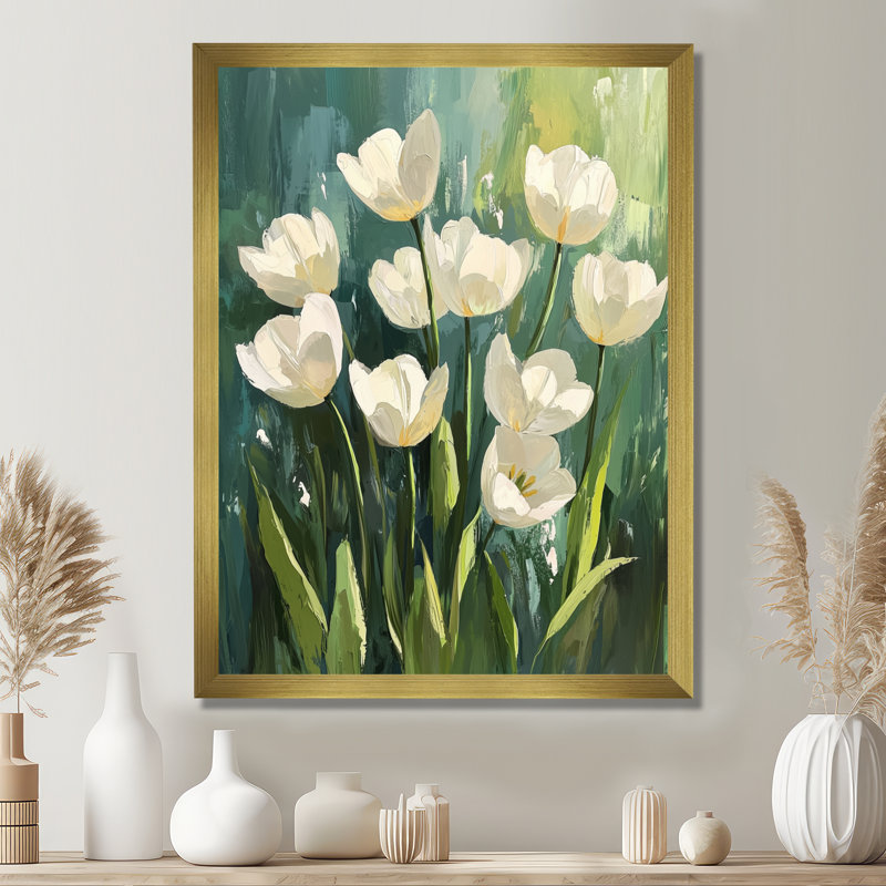 Nobile - Art mural sur toile florale, H 20 po x l 12 po, Reproduction encadrée sans passe-partout, Doré