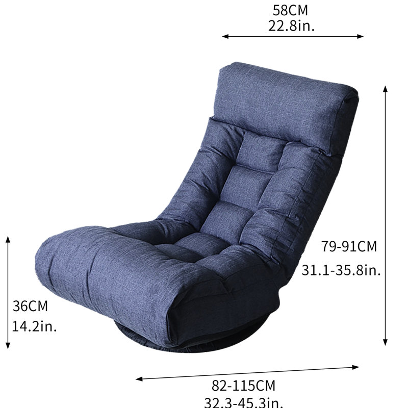 Fauteuil de salon ergonomique avec structure en métal, 14 réglages de l'appui-tête - Hauteur : 91,2 cm, inclinaison confortable, rembourrage en lin, largeur : 168,4 cm