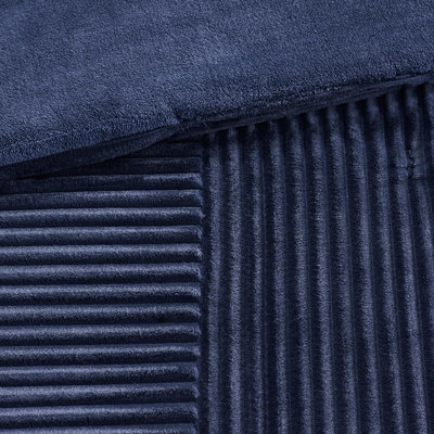 Édredon en duvet synthétique très grand bleu marine, rembourrage, face nervurée, envers uni, lavable à la machine, 1 et 2 taies décoratives avec face, preuve, inclus