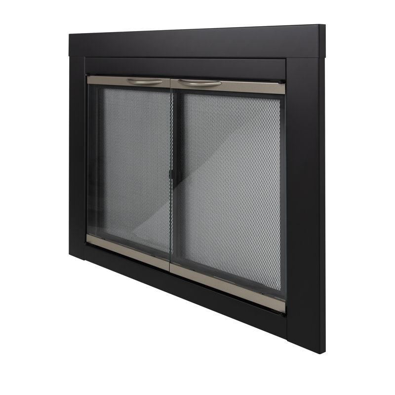 Portes de foyer en nickel de style armoire Abla, H 28 po x l 37,5 po x P 0,95 po