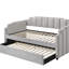 Lit de jour en velours Peridot Dove Grey avec couchette (simple)