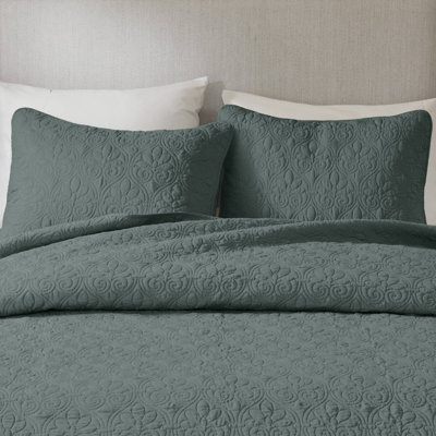 Quebec Balsam Green Reversible 3-Piece King/Cal King Quilt Set