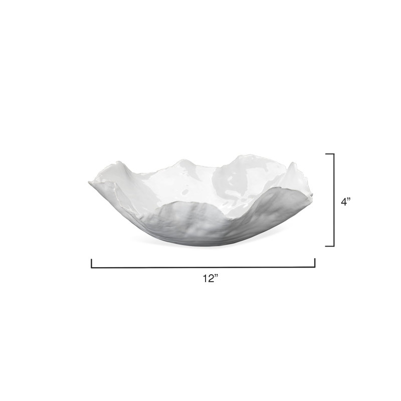 Peony Handmade Ceramic / Porcelain Decorative Bowl, White