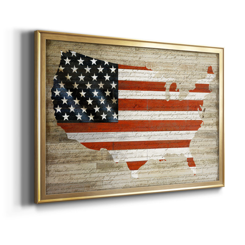 " American Flag " Print, 30.5" H x 42.5" W x 1" D, Gold