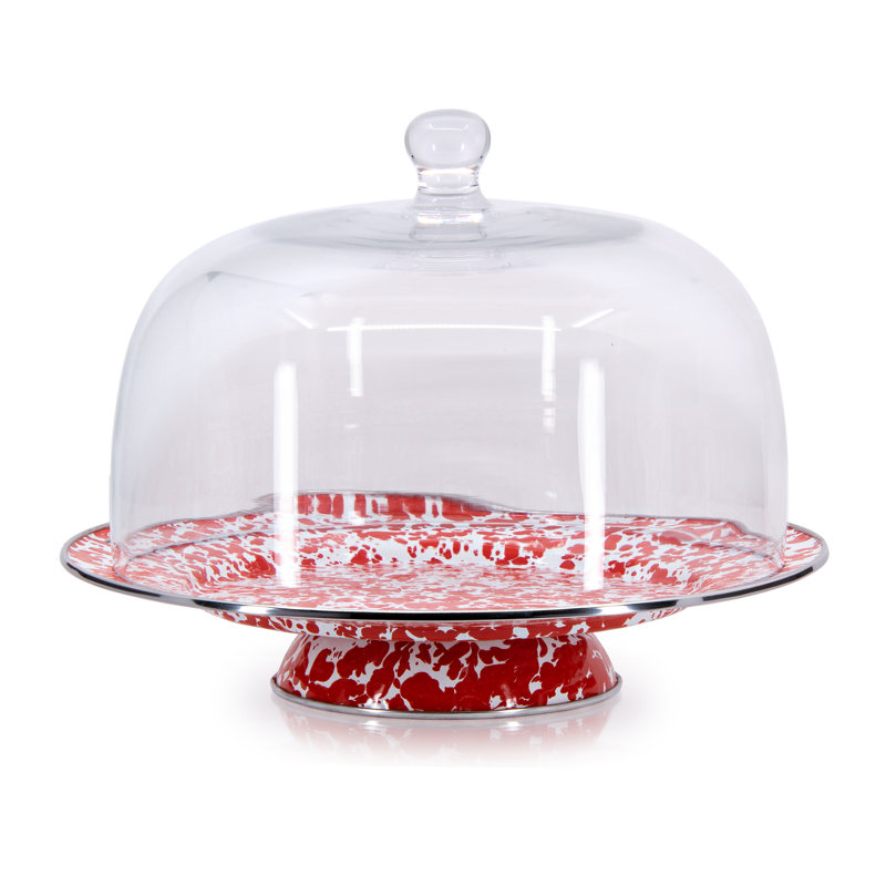 Solid Enamelware Cake Stand, Solid White Textured
